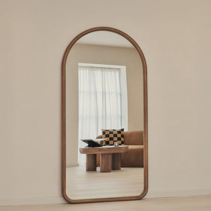 Espejo Amora – Espejo de cuerpo entero grande con marco de madera curvado (180 cm x 90 cm)**