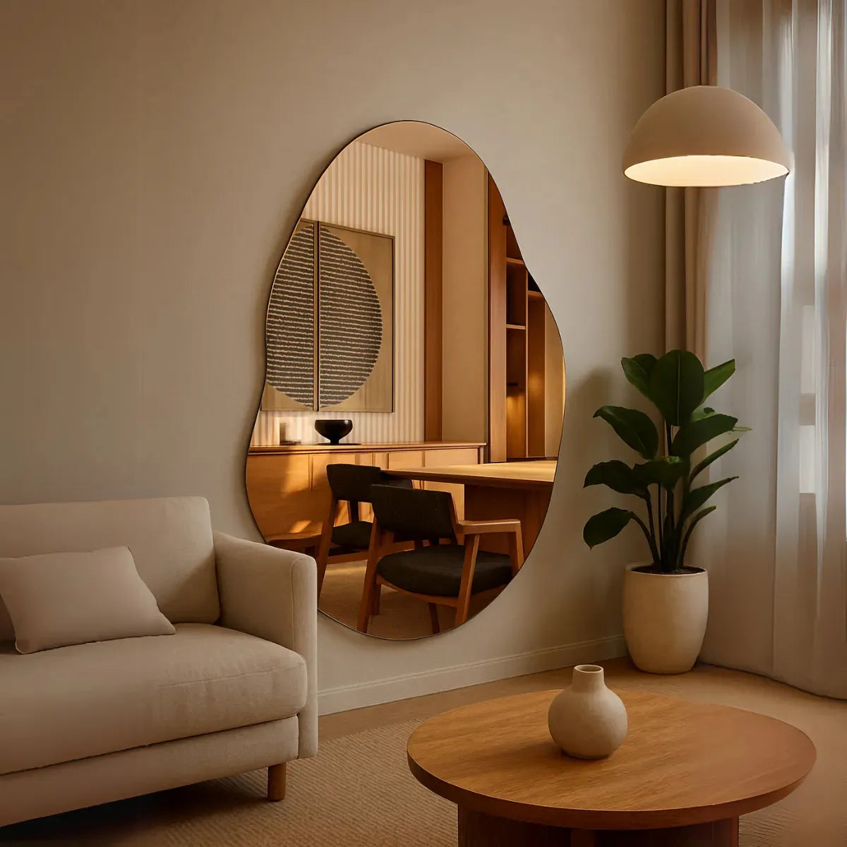 Espejo Amora - Gran espejo decorativo orgánico pulido - 110 x 80