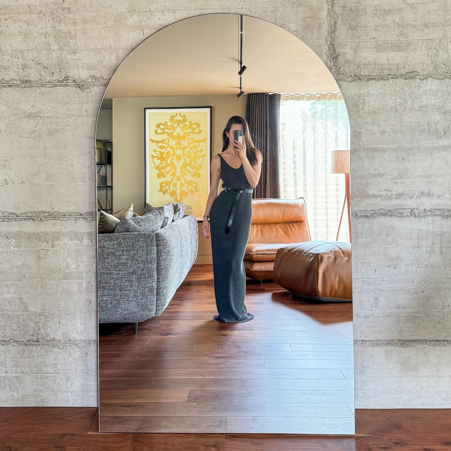 Espejo Edge – Espejo de cuerpo entero extra grande sin marco con diseño curvado (179 cm x 110 cm)