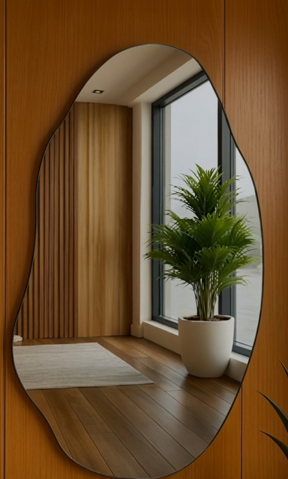 Espejo Amora - Gran espejo decorativo orgánico pulido - 110 x 80