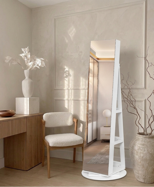 Espejo de pie Haus 360°: Armario de joyas y organizador integrado