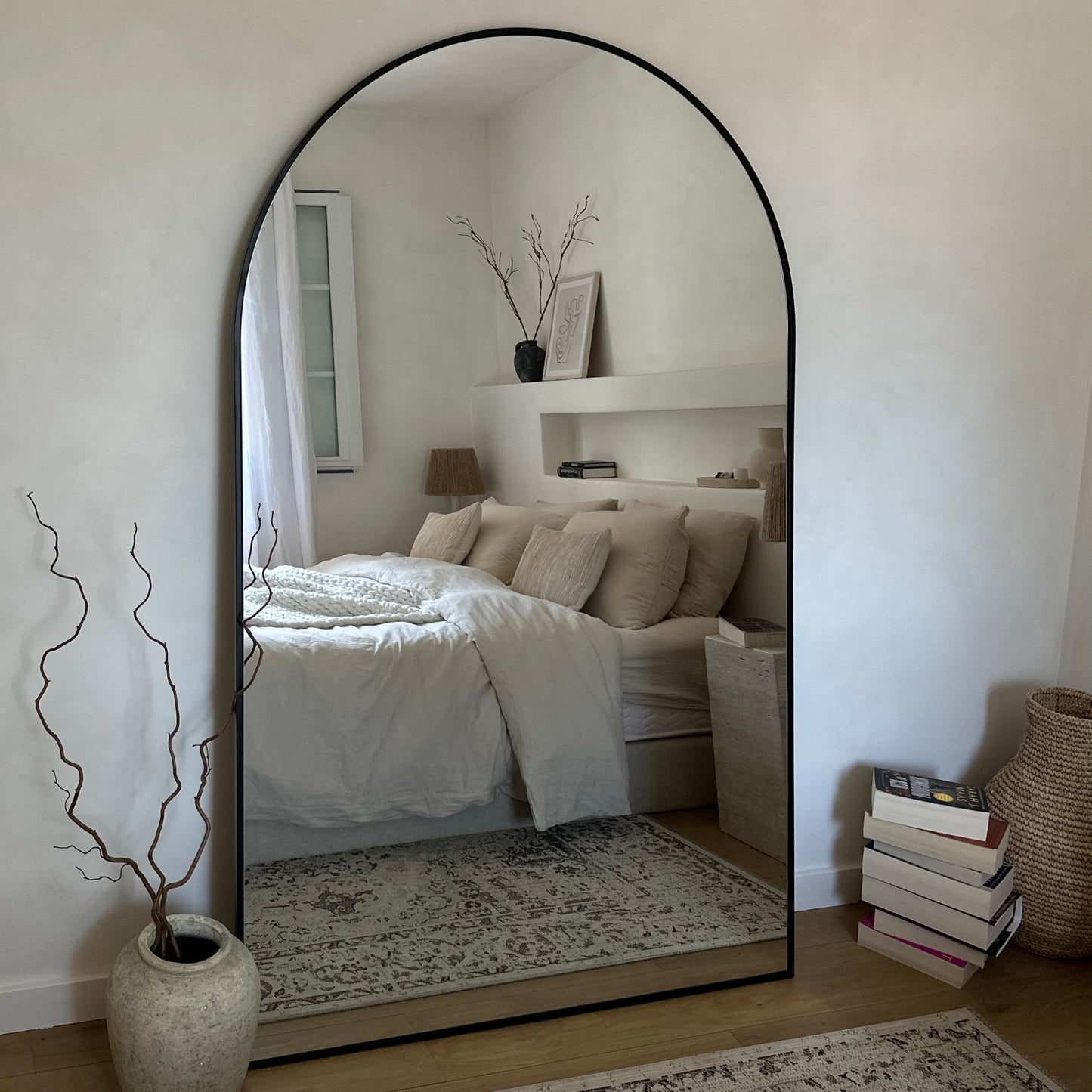 Espejo Liberty - Espejo de cuerpo entero de metal negro con diseño curvado 180cm x 110cm