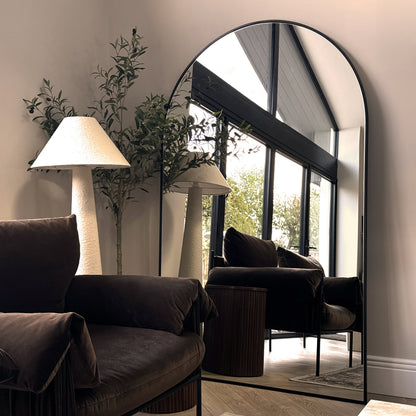 Espejo Liberty - Espejo de cuerpo entero de metal negro con diseño curvado 180cm x 110cm