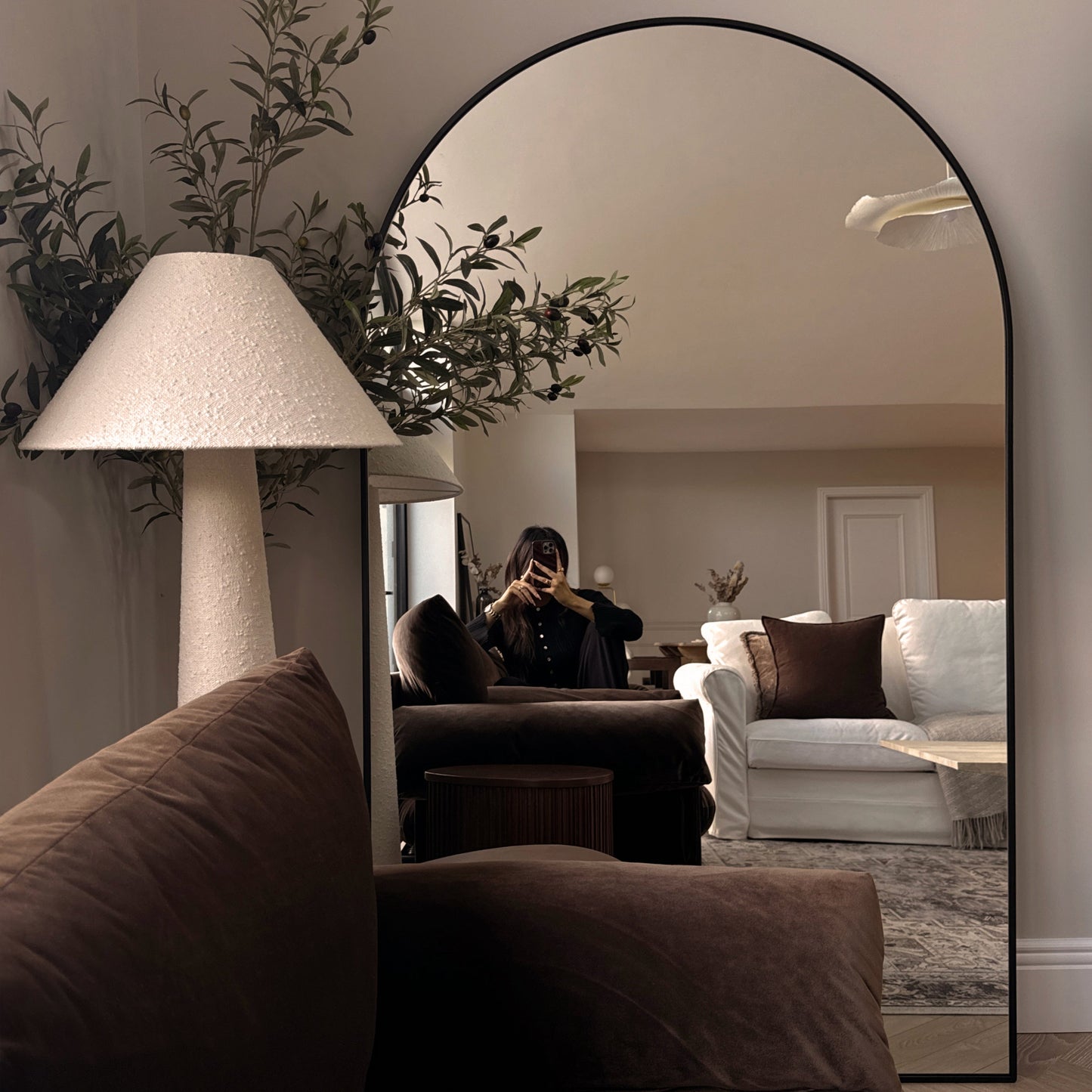 Espejo Liberty - Espejo de cuerpo entero de metal negro con diseño curvado 180cm x 110cm
