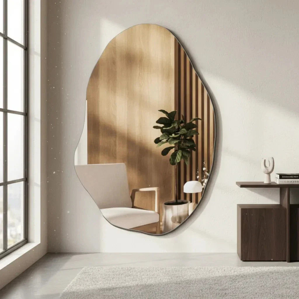 Espejo Amora - Gran espejo decorativo orgánico pulido - 110 x 80